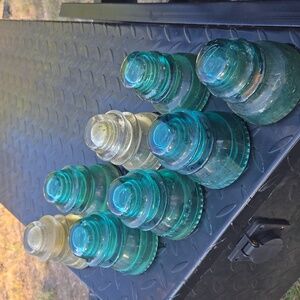 Glass Insulator Set - Blue & Clear Set Of 8